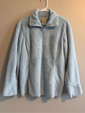L.L.Bean XL Blue Sherpa Fleece Pullover Quarter Zip Cozy Soft‎ Jacket